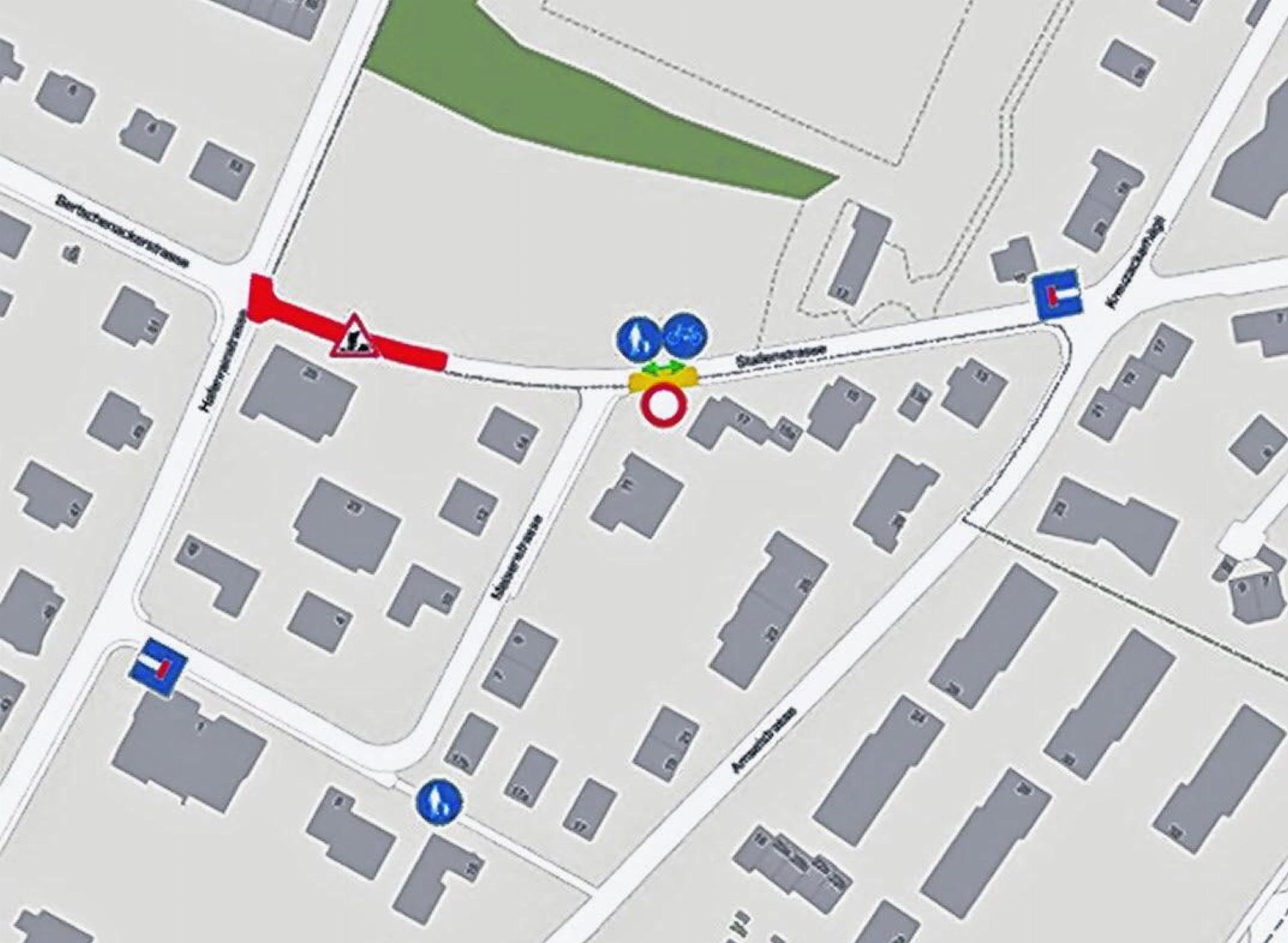Strassenbau in der Stallenstrasse und Strassensperrung Durchfahrt Meisenstrasse