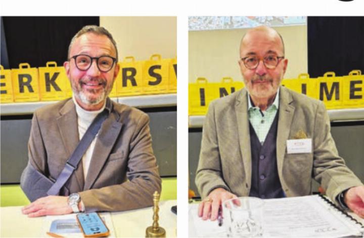 Der abtretende Präsident Mike Keller (links) und der neue Präsident Beat Dannenberger.