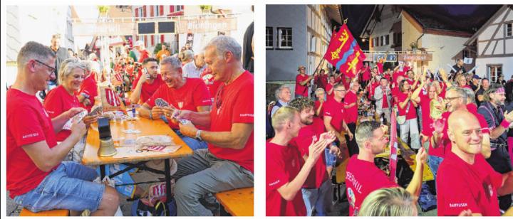 Beste Stimmung auf dem Festgelände in Hüntwangen – grosser Jubel, als der Sieg feststand. 
Fotos: Tobias Gfeller