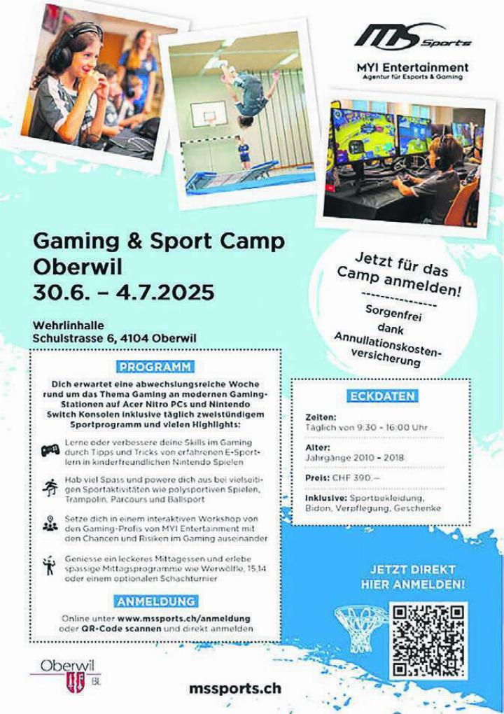 Dich erwartet eine abwechslungsreiche Woche rund um das Thema Gaming an modernen Gaming-Stationen auf Acer Nitro PCs und Nintendo Switch Konsolen inklusive täglich zweistündigem Zeiten: Sportprogramm und vielen Highlights: Täglich von 9.30–16 Uhr